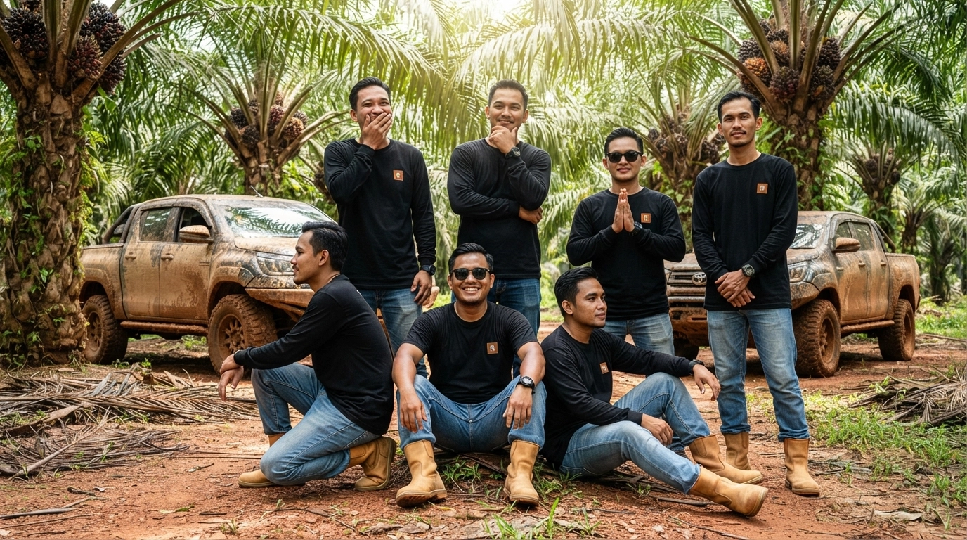 Pekerja menabur baja di kebun kelapa sawit sekitar Batu Pahat